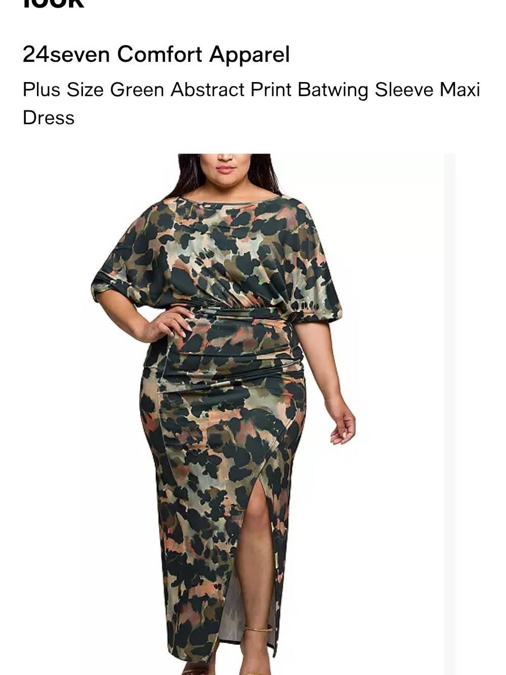 Plus Size Green Camouflage Print Batwing Maxi Dress